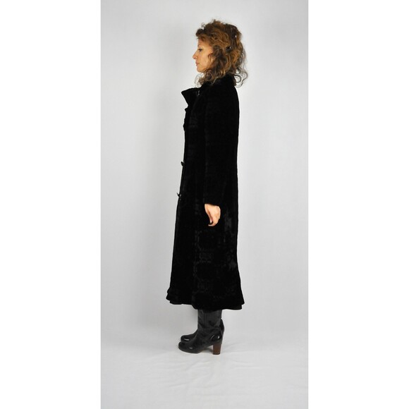 VELVET Black Coat Cloak Cape Jacket Shawl Theater Gothic Double Breasted S M - Picture 5 of 9